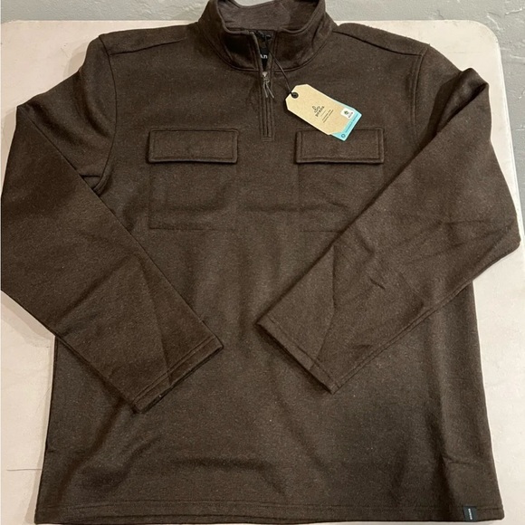 PRANA NWT Men’s Medium Brookland 1/4-zip Sweater Pullover Pumpernickel Wool Poly